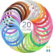 20 Colors 1.75mm 3D Pen PLA Filament Refill, Total 200M Each Color 10M, 20 Bundles & 3D Pen Template Book Ideal for Home Art, Crafts, Doodler to Create - is Great Kids Gifts for Birthday and Christmas