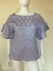 BANANA REPUBLIC Womens XS Purple Fringe Day Night Avant Casual Office Top NWT