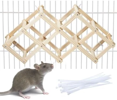 Jevnd Wooden Rat Climbing Toys, Natural Pet Rat Cage Accessories Climbing Lad...