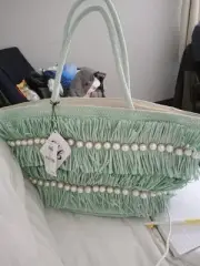 btb Skylar Mint Tote With Pearls, NWT, retail $172.00, beautiful summer handbag