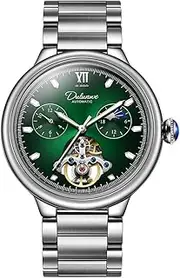 [DAXIAOYU] Men's Automatic Mechanical Watches Hollow Skeleton Tourbillon Watch Self Winding Moon Phase Watch for Men Big Dial Stainless Steel Sapphire Crown Men Watches