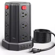Power Strip Surge Protector, 10 Ft Extension Cord with 12 AC Multiple Outlets...