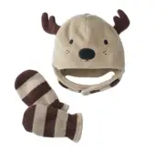 NWT-RAINDEER BEANIE AND GLOVES SET FOR 2T-4T