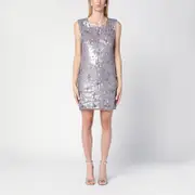 [P.A.R.O.S.H.] Grey mélange mini dress with micro sequins S Grey