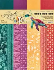 Graphic45 SEAS THE DAY 8.5 x 11 PAPER PACK scrapbooking (16) SHEETS