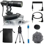 Video Microphone DSLR Camera Shotgun Mic Shock Mount Mini Tripod + Carry Bag