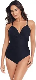 [Miraclesuit] Women's Swimwear Rock Solid Captivate Tummy Control Underwire Cross Back One Piece Swimsuit