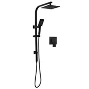 WELS Black 8" Thin Square Shower Head Set Handheld Gooseneck Arm Diverter Mixer Tap