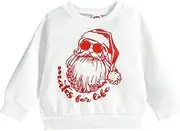 [Generic] Sweatshirts for Kids Toddler Boys Girls Christmas Long Sleeve Santa Prints Pullover T Shirt Sweatshirt Tops Toddler Girl Jacket 4t (White, 6-12 Months)