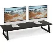 TEAMIX 31.5 inch Dual Monitor Riser, Long Black Monitor Stand Riser Wide TV S...