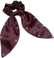 [HUFFA] Elegant Bow Ribbon Pearl Hair Ring - Stylish Headwear for Women, Perfect for Special Occasions(Winered)