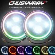 Pair 7" inch Round RGB Headlights Hi/Lo Beam Sealed Lamp For MG MGB 1969-1981 (for: MG)