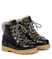 [Petit Nord] Petit Nord Shearling-trimmed leather ankle boots UK 7 black