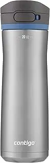 [Contigo] Jackson Chill Autopop Water Bottle 591ml - Double-Walled Vacuum Insulated, One-Handed AUTOPOP® Leak-Proof Lid with Protective Cover, Wide Mouthpiece, Secure Button Lock - Stainless Steel