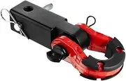 2" Shackle Hitch Receiver Double Hole Recovery Shackle Block Powder Coat Hitch Pin D-Ring Compatible With SUV Trucks Jeeps Off-Road