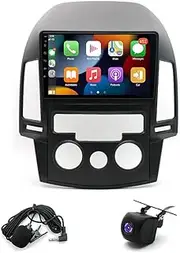 Car Stereo Compatible for Hyundai i30 Manual 2006-2011 FD, Double DIN Car Stereo Radio 2+32G 9" Touch Screen Radio Wireless Carplay Android Auto Bluetooth WiFi FM GPS Mic