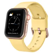 For Apple Watch SE,44-mm Case,Pin Buckle Silicone Watch Band,Yellow