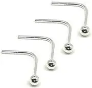 [CIFFRA] Other 4pcs 1.5mm L Shape Nose Studs, Sterling Silver, 0.8g