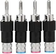 4Pcs 4MM Banana Speaker Wire Cable Double Screw Locking Plugs Connectors, No Welding Required
