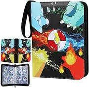 Card Binder, Trading Card Binder With 50 Detachable Sleeves For 400 Cards,4 Pocket Card Holders For Baseball Cards, Game Cards, Business Cards, Photos