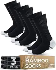 [Pembrook] 3 Pairs Viscose Bamboo Socks Mens - Premium Crew Work Socks, Moisture Wicking Socks Men for Hiking, Work Boot Socks