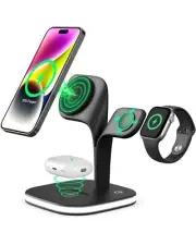 SHRMIA Wireless Charger, 15W 3 in 1 Fast Charging Station, Charger Stand