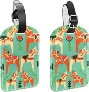 [WOSHJIUK] Luggage Tags,2 Pack Labels Suitcase Tags,Horse Paper Cut Flower,Luggage Tags Privacy Protection Travel Bag Tag
