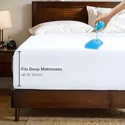 Waterproof Mattress Protector,H HOME-MART Deep Pocket Queen Size Fitted Sheet,Stretch to 46CM Fitted Deep Pocket,Premium Waterproof Mattress Protector, Soft Mattress Pad Cover (White, Queen)