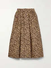 [Adam Lippes] Adam Lippes - Leopard-print Cotton-twill Midi Skirt - Neutral - US4 US 4 Neutrals