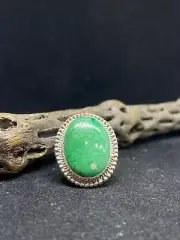 Handmade Native American Navajo variscite Sterling Silver Ring Size 7.5