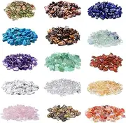 2000 Pcs Chip Gemstone Beads DIY Jewelry Making, Healing Engry Crystals Polishing Crushed Irregular Shaped Beads with Box (15 Materials)