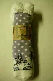 Children Socks, Sock Size 6-8, Non-Skid, Sherpa Lined, Unicorn Kitten Design,New