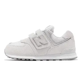 New Balance 童鞋 574 灰 銀 魔鬼氈 寬楦 中童 小朋友 NB 復古 紐巴倫 PV574ES1-W