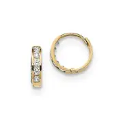 Madi K Kid's Earrings 14k Madi Yellow Gold Clear Cubic Zirconia Huggie, 2mm