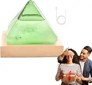 Storm Glass - Pyramid Shape Meteorological Forecaster Barometer with Wooden Base - USB Weather Station, Storm Glass Weather Station for Desktop Decoration