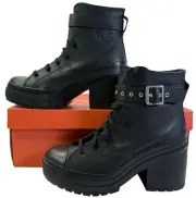 Converse Chuck 70 De Luxe Heel Black Leather Buckle A12208C 9.5 Men (11.5 Women)