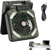 Ventilador Solar | Solar Panel Powered Fan - With LED Lantern Timer 4 Speed Settings Rechargeable Conditioner For Camping Hiking Tailgating Beach Picnic
