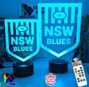 NSW BLUES RUGBY LEAGUE Personalised 3D LED Night Light Colour Changing Lamp