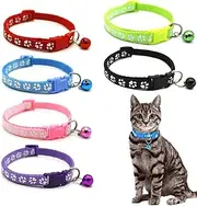 Proxima Direct 6PCS Cat Collar with Bell, Adjustable Kitten Collar, Anti Strangulation Puppy Collar