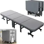 Foldable Bed, Rollaway Bed, Space-Saving, Portable Bed with Sturdy Metal Frame and Wheels for Guest, Escort, Rest, Siesta, nap, Camping Width 70cm