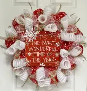 Its The Most Wonderful Time Of The Year Holiday Wreath Handmade Deco Mesh