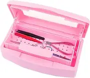 LXIANGN Nail Art Tool Sterilizer Tray,Plastic Clean Sterilizing Box Storage Organizer for Nail,Tweezers,Hair Salon,Spa & Cutter Manicure Equipment (Pink)