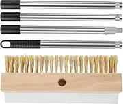 Grill Cleaning Brush 58.66 Inches | Heat-Resistant Barbecue Grill Clean Tool | Commercial Cooking Supply With Scraper For Barbecue Women Men | Brass Bristles Pizza Brush | Pizza Stone Cleaner