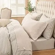 PURE ERA Jersey Knit 4pc Bed Sheet Set 100% T-Shirt Heather Cotton Super Soft Comfy Breathable Fits Mattress Up to 20" Extra Deep Pocket (Heather Beige, Queen)