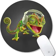 Cute Mouse Pads Personalized Design Funny Animal Chameleon Mouse pad Round Non-Slip Rubber Mouse pad for Computers Laptop