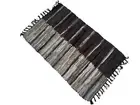 Leather Rug for fireplace, fire-resistant mat, BROWN Lines