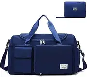 Jahomieo Foldable Gym Duffel Bag with Shoes Compartment &Wet Pocket Waterproof Travel Duffel Bag Overnight Bags
