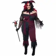 Psycho Jester Evil Horror Clown Halloween Adult Womens Costume Plus
