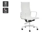 Matt Blatt Eames Premium Replica High Back Office Chair Genuine Leather (White/Chrome)