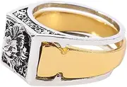 [LIFKOME] Elegant Lion Set Ring Storage Box Vintage Ring Secret Compartment for Men